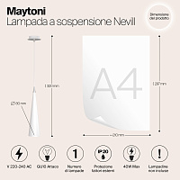 Maytoni Technical Nevill Подвесной светильник цвет: белый P318-PL-01-W