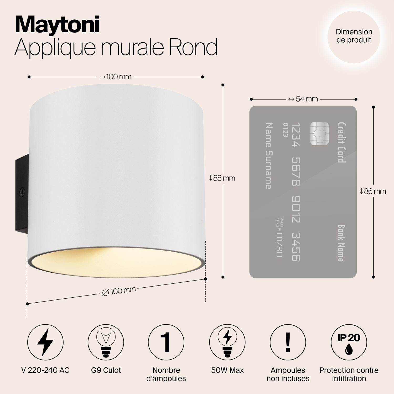 Maytoni Technical Rond Настенный светильник (бра) цвет: белый C066WL-01W