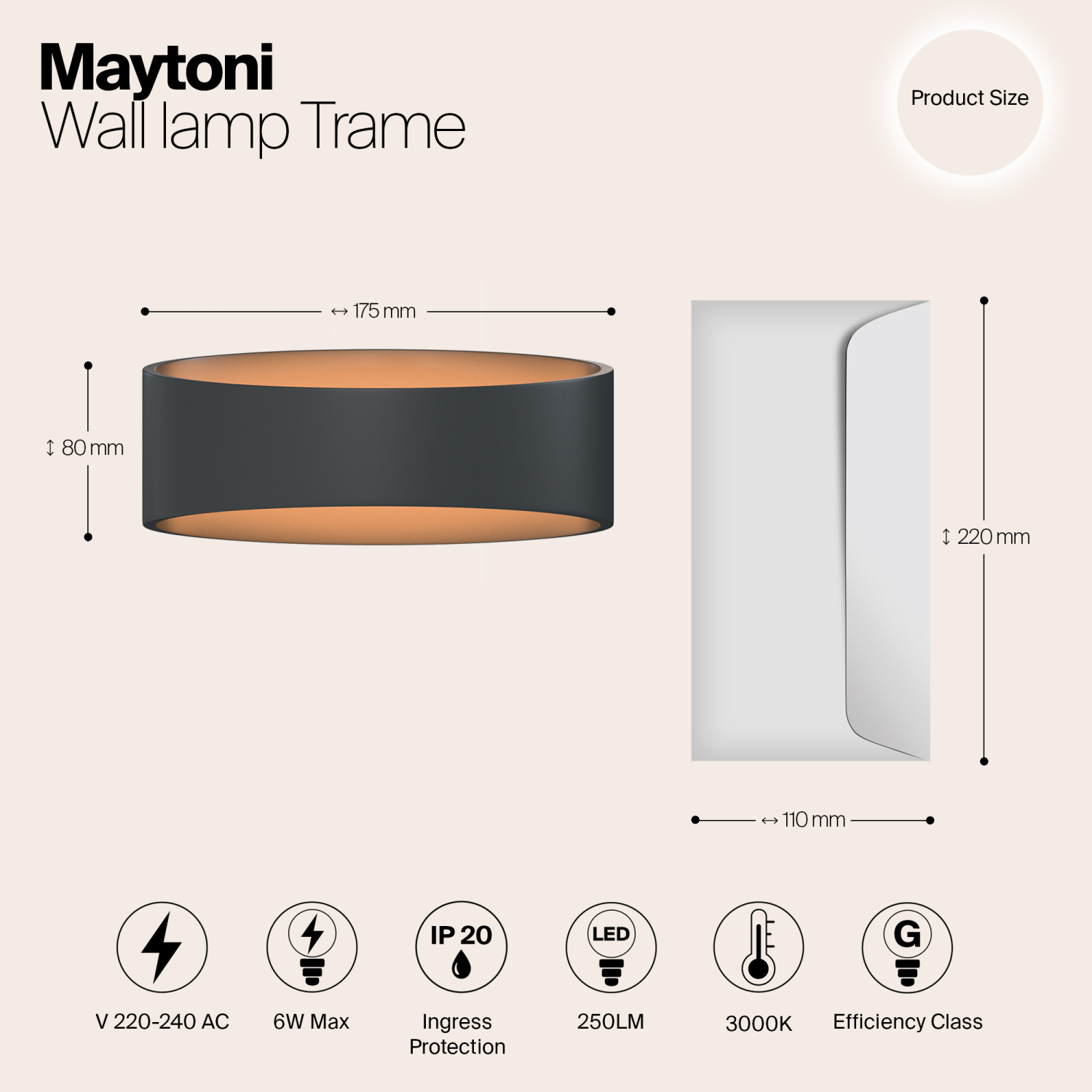 Maytoni Technical Trame Настенный светильник (бра) цвет: черный C806WL-L5B