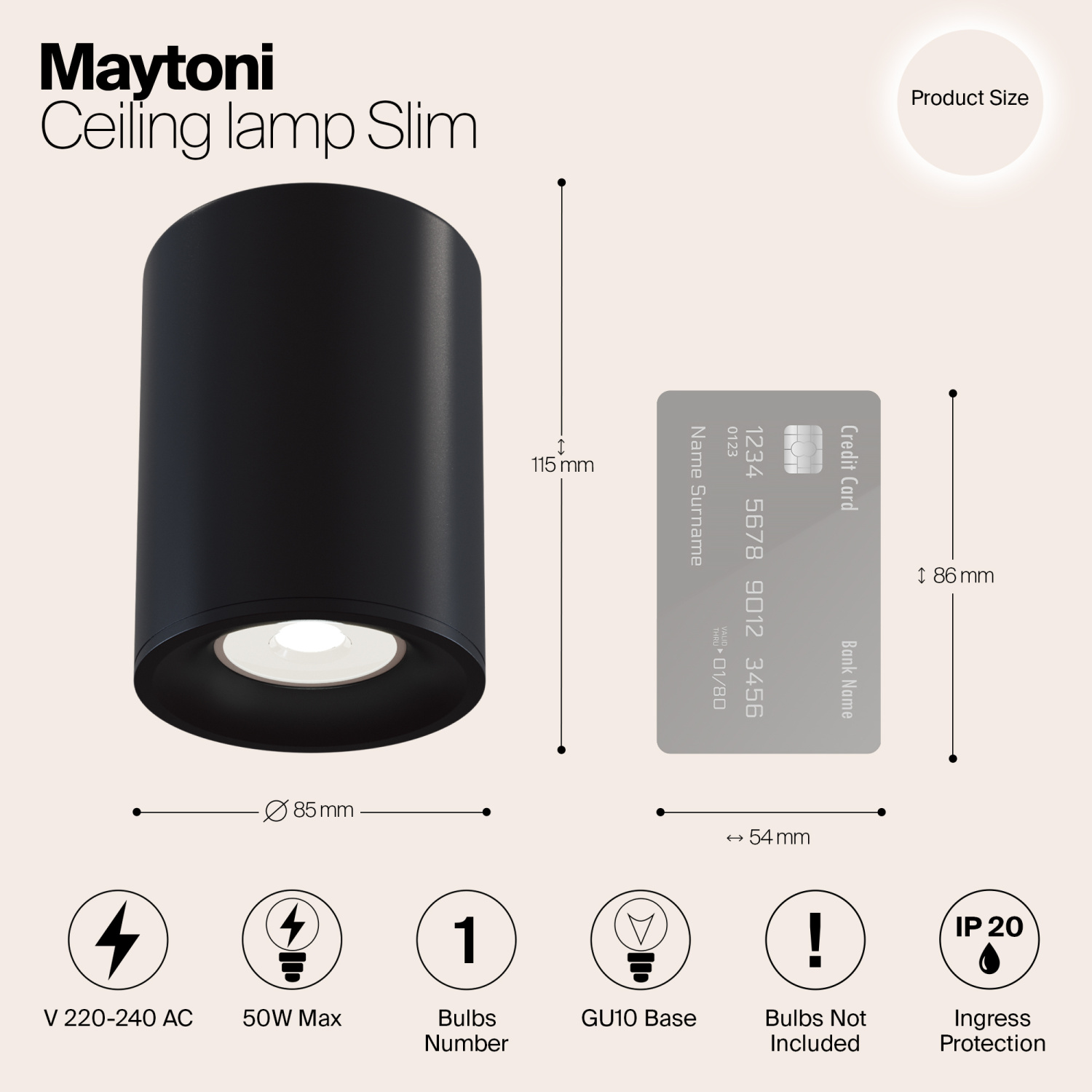 Maytoni Technical Slim Потолочный светильник цвет: черный C012CL-01B