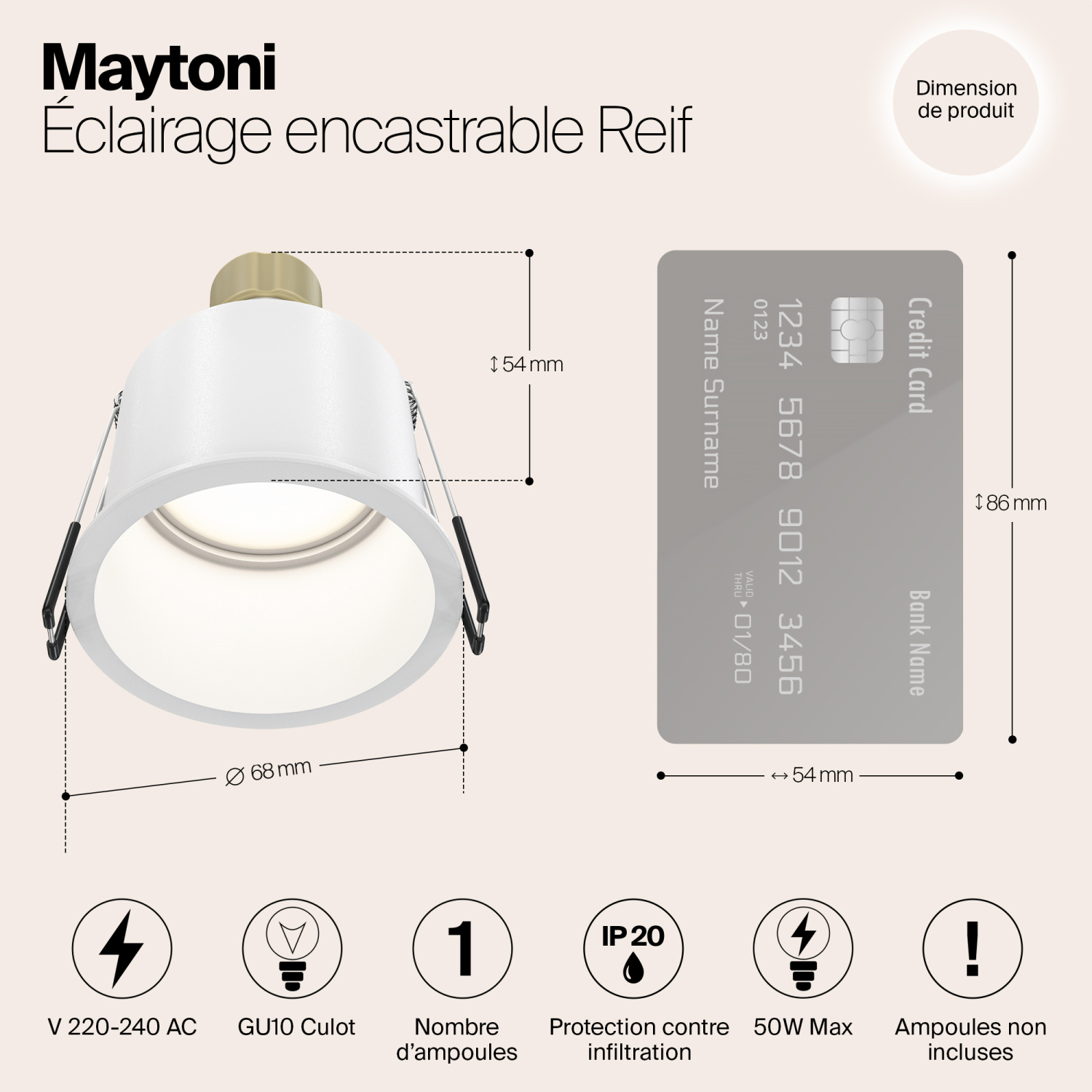 Maytoni Technical Reif Встраиваемый светильник цвет: белый DL049-01W