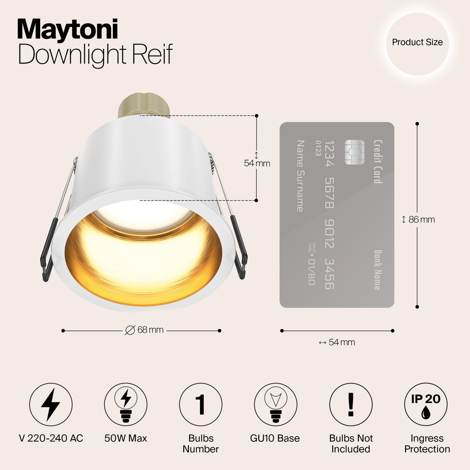 Maytoni Technical Reif Встраиваемый светильник цвет: белый с золотом DL049-01WG