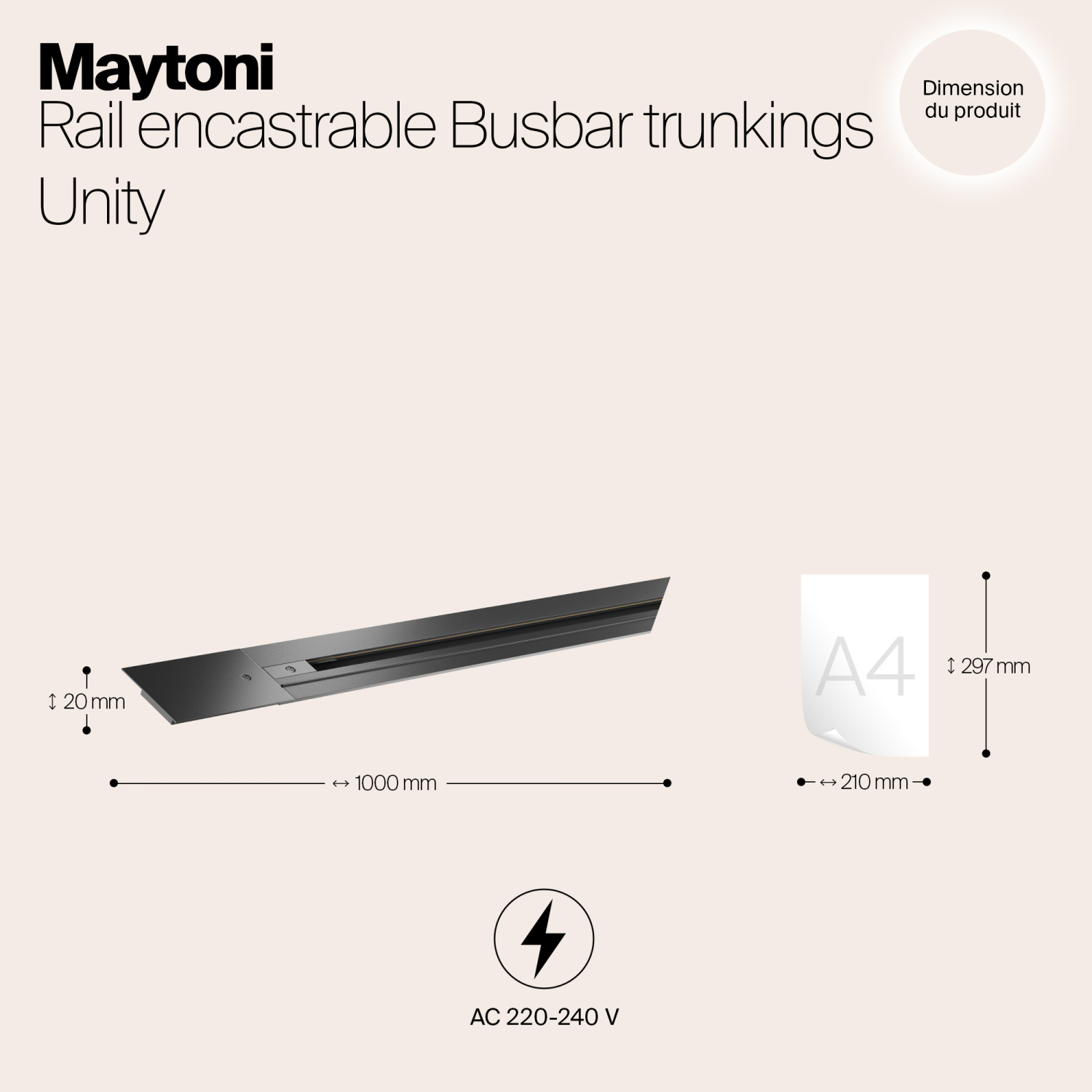 Maytoni Technical Busbar trunkings Unity Шинопровод встраиваемый цвет: черный TRX004-111B