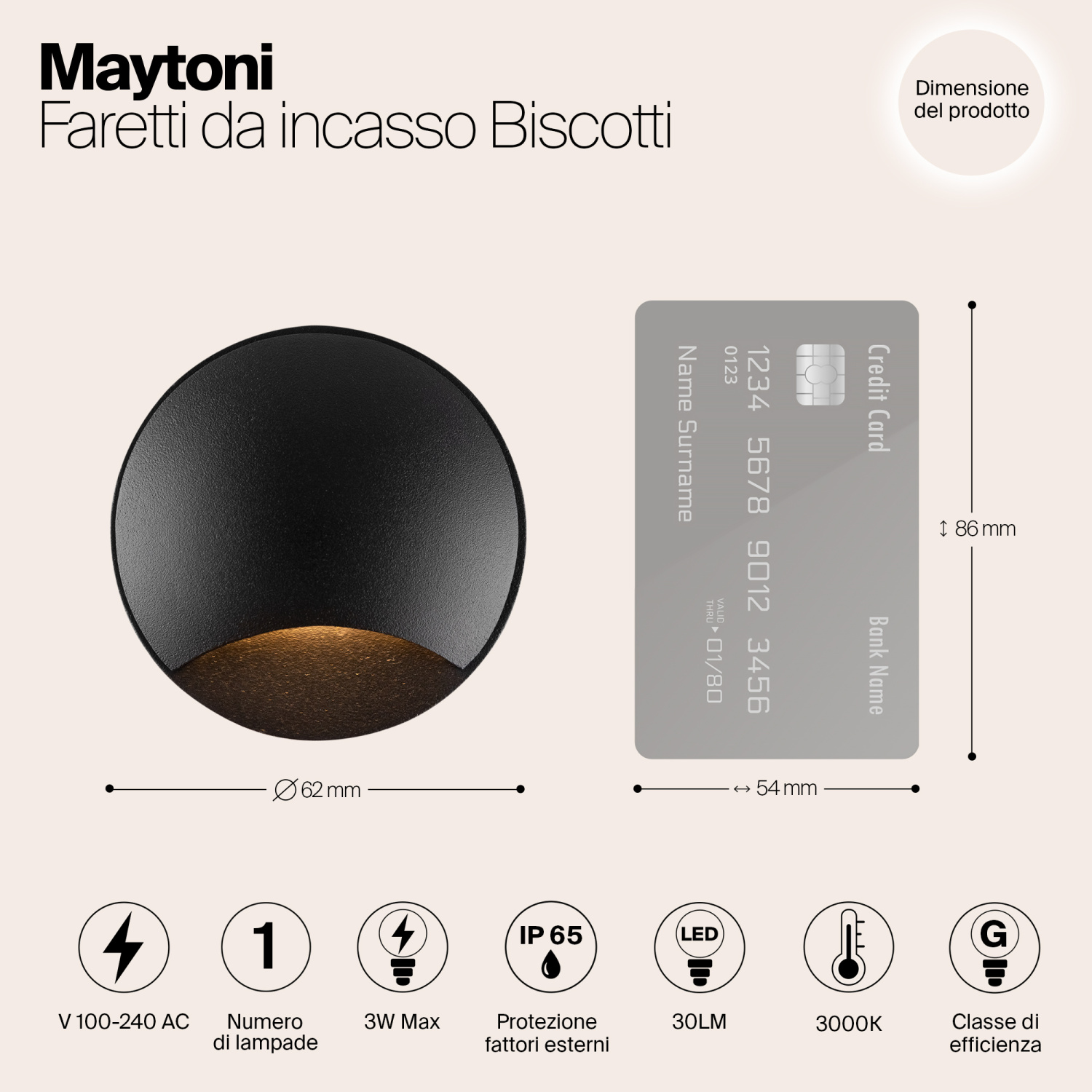Maytoni Outdoor Biscotti Встраиваемый светильник цвет: черный O035-L3B3K