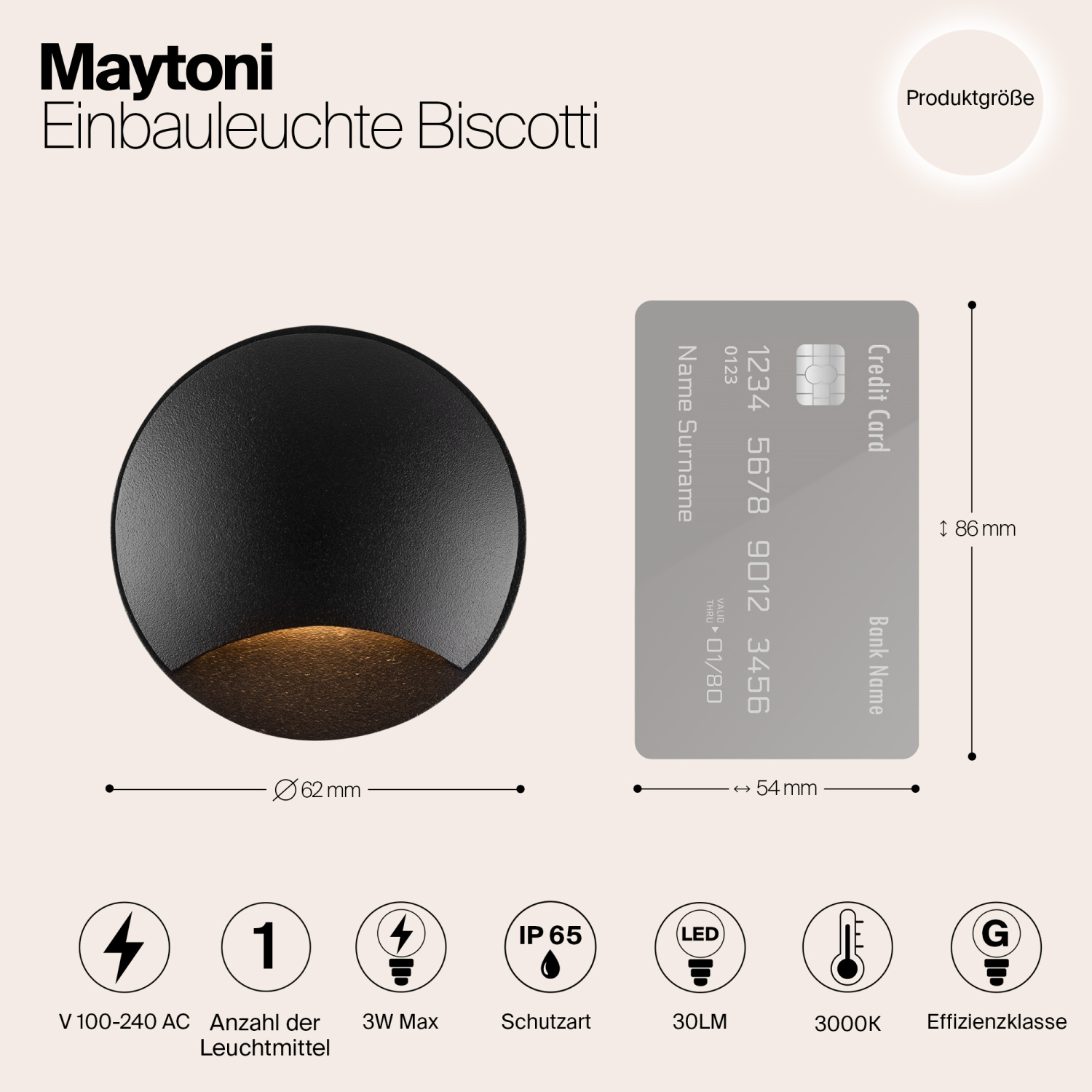 Maytoni Outdoor Biscotti Встраиваемый светильник цвет: черный O035-L3B3K