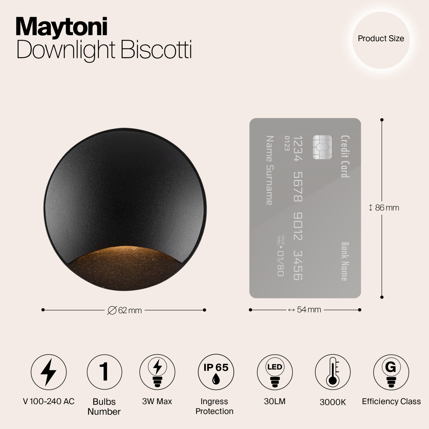 Maytoni Outdoor Biscotti Встраиваемый светильник цвет: черный O035-L3B3K