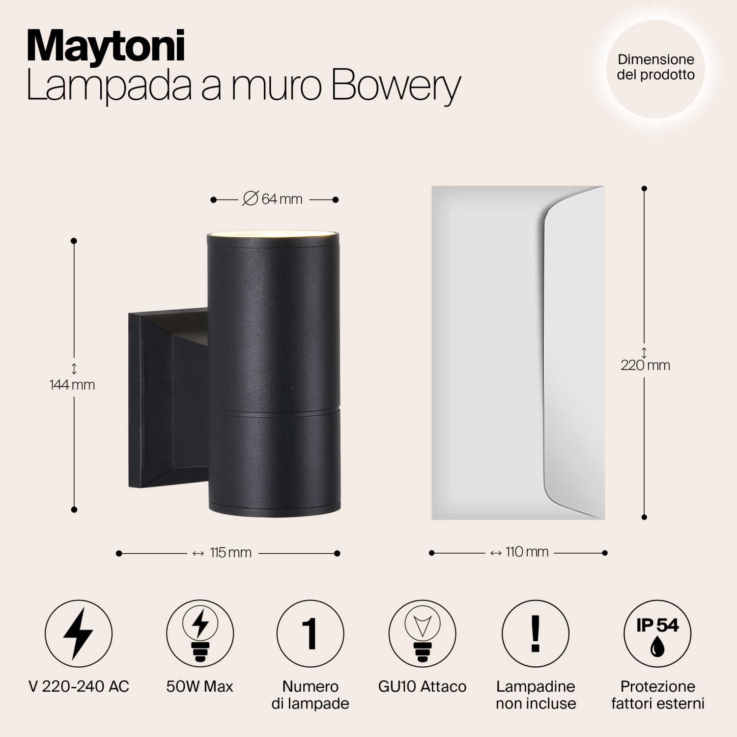 Maytoni Outdoor Bowery Настенный светильник (бра) цвет: черный O574WL-01B