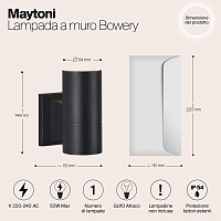 Maytoni Outdoor Bowery Настенный светильник (бра) цвет: черный O574WL-01B