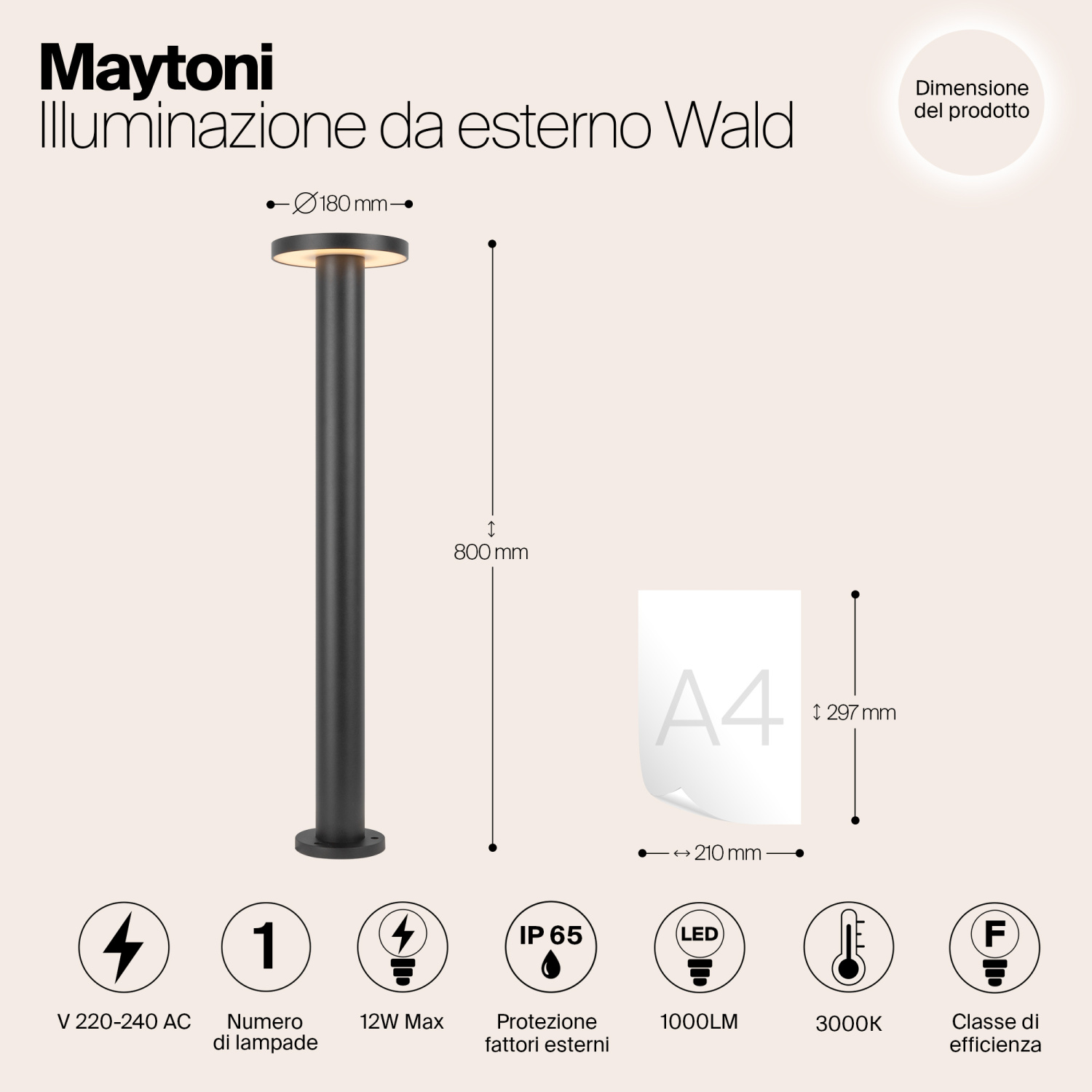 Maytoni Outdoor Wald Ландшафтный светильник цвет: графит O420FL-L12GF1