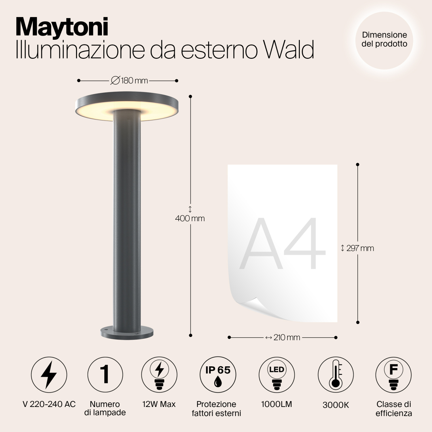 Maytoni Outdoor Wald Ландшафтный светильник цвет: графит O420FL-L12GF