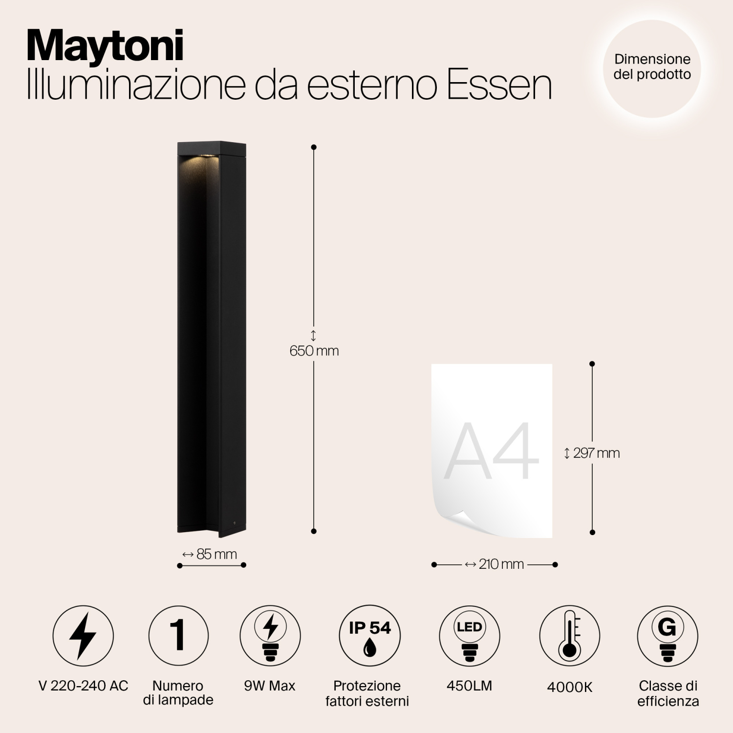 Maytoni Outdoor Essen Ландшафтный светильник цвет: черный O596FL-L9B4K1