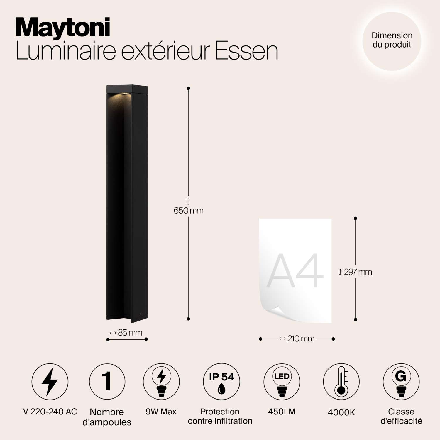 Maytoni Outdoor Essen Ландшафтный светильник цвет: черный O596FL-L9B4K1