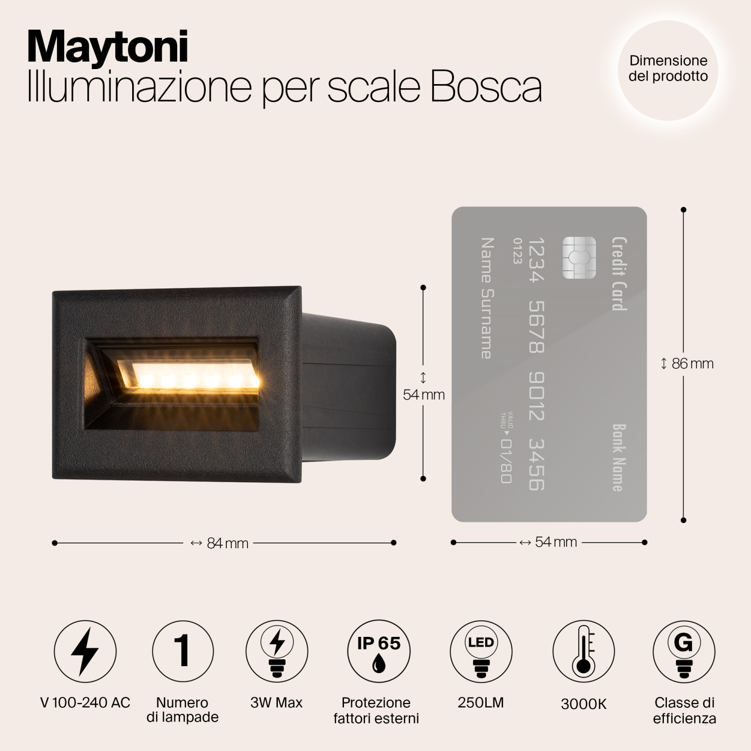 Maytoni Outdoor Bosca Подсветка для лестниц цвет: черный O045SL-L3B3K
