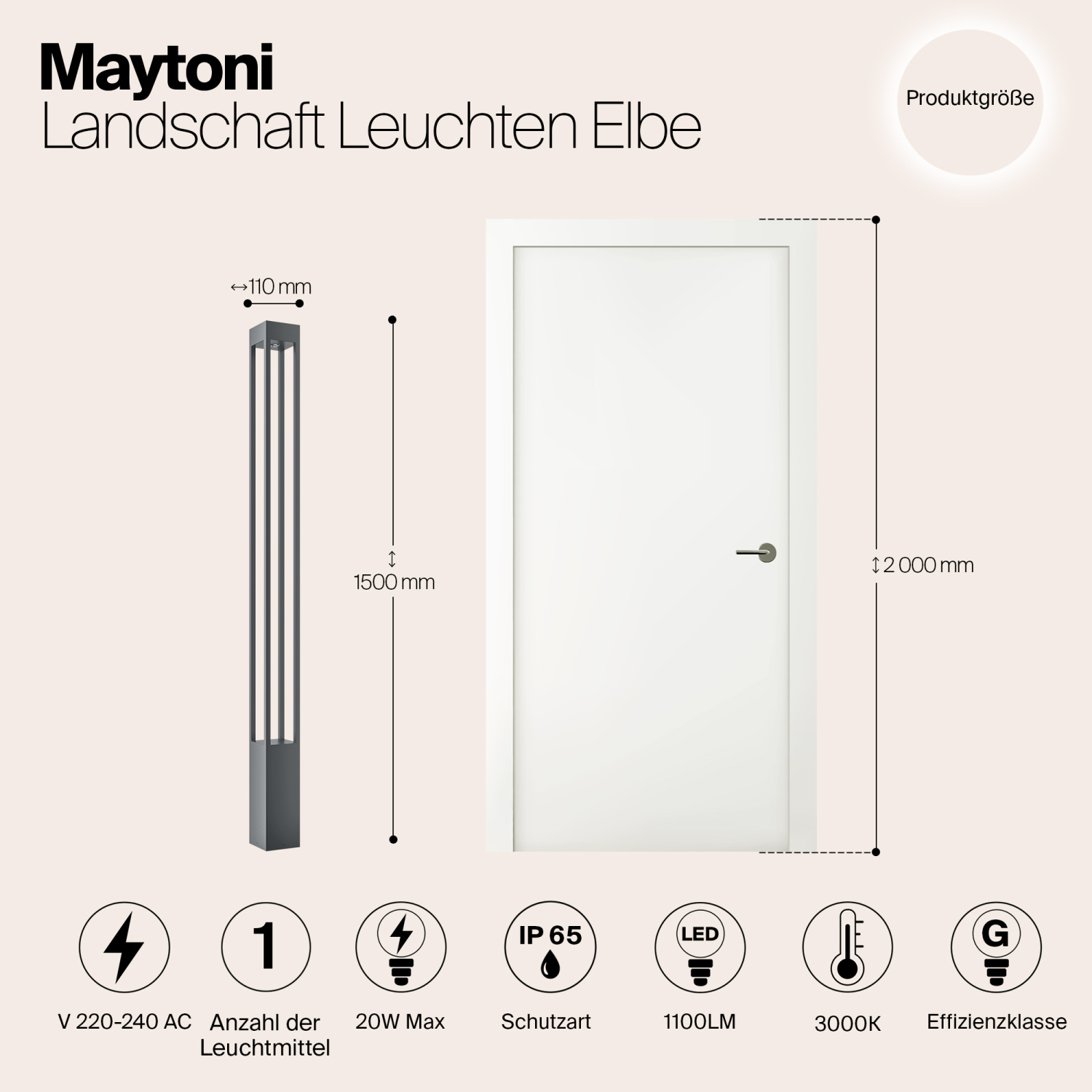 Maytoni Outdoor Elbe Садово-парковый светильник цвет: графит O424FL-L20GF