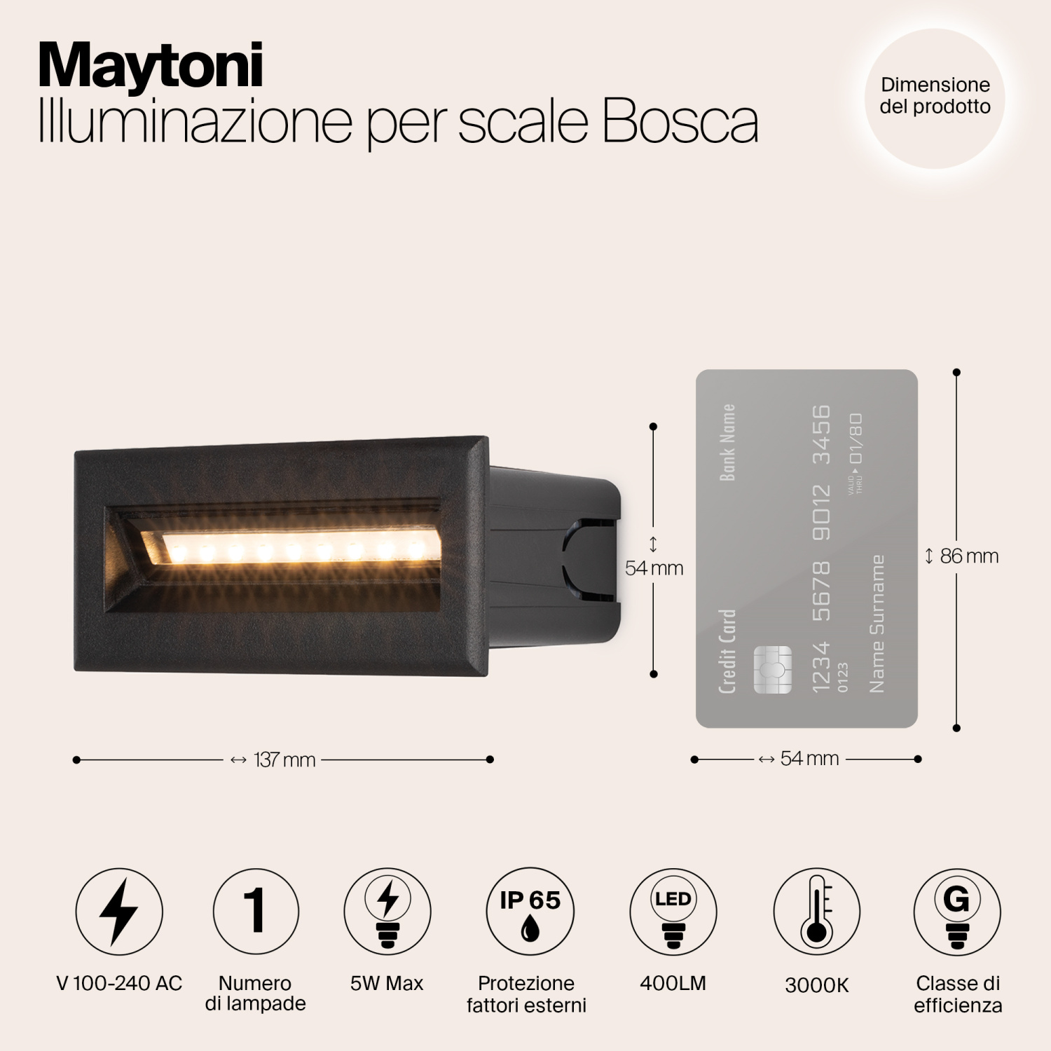 Maytoni Outdoor Bosca Подсветка для лестниц цвет: черный O045SL-L5B3K