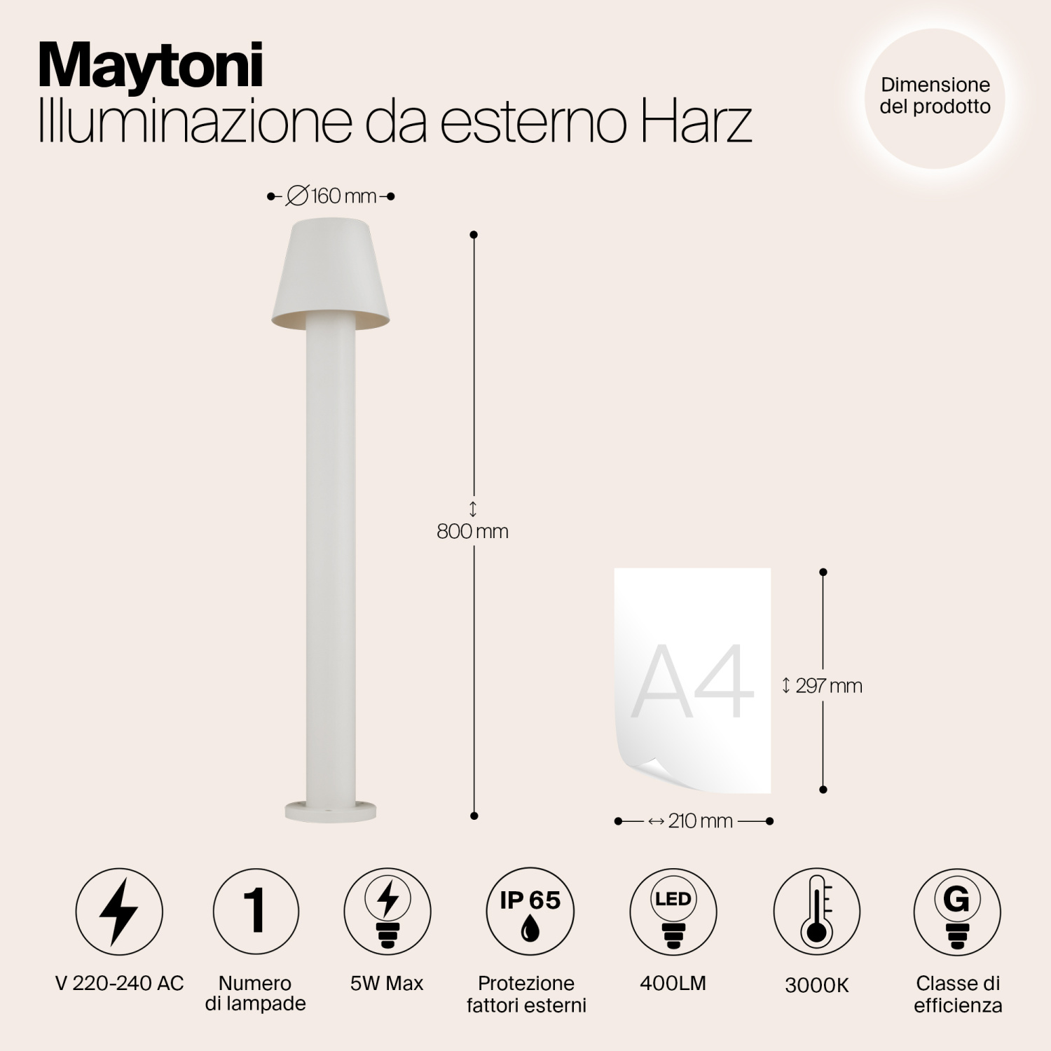 Maytoni Outdoor Harz Ландшафтный светильник цвет: белый O421FL-L5W