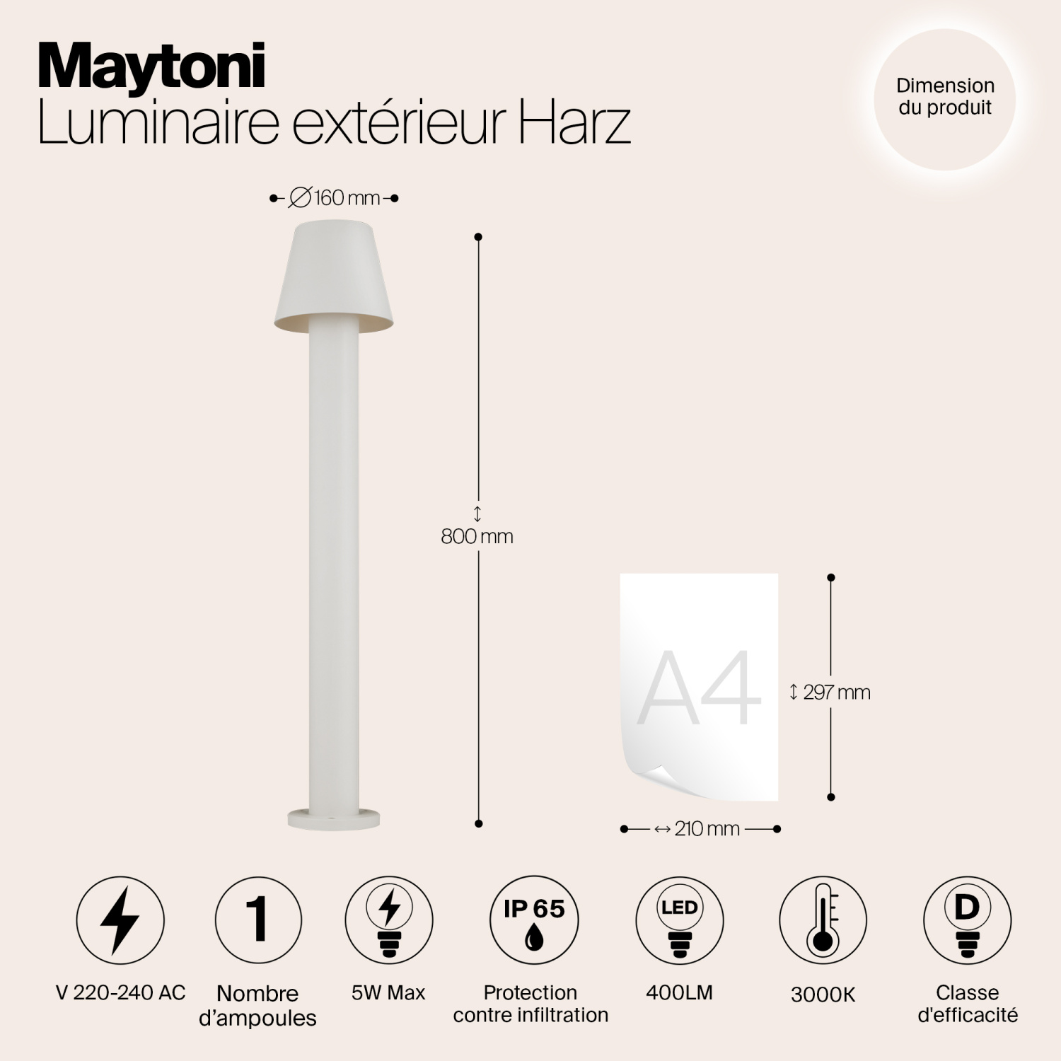 Maytoni Outdoor Harz Ландшафтный светильник цвет: белый O421FL-L5W