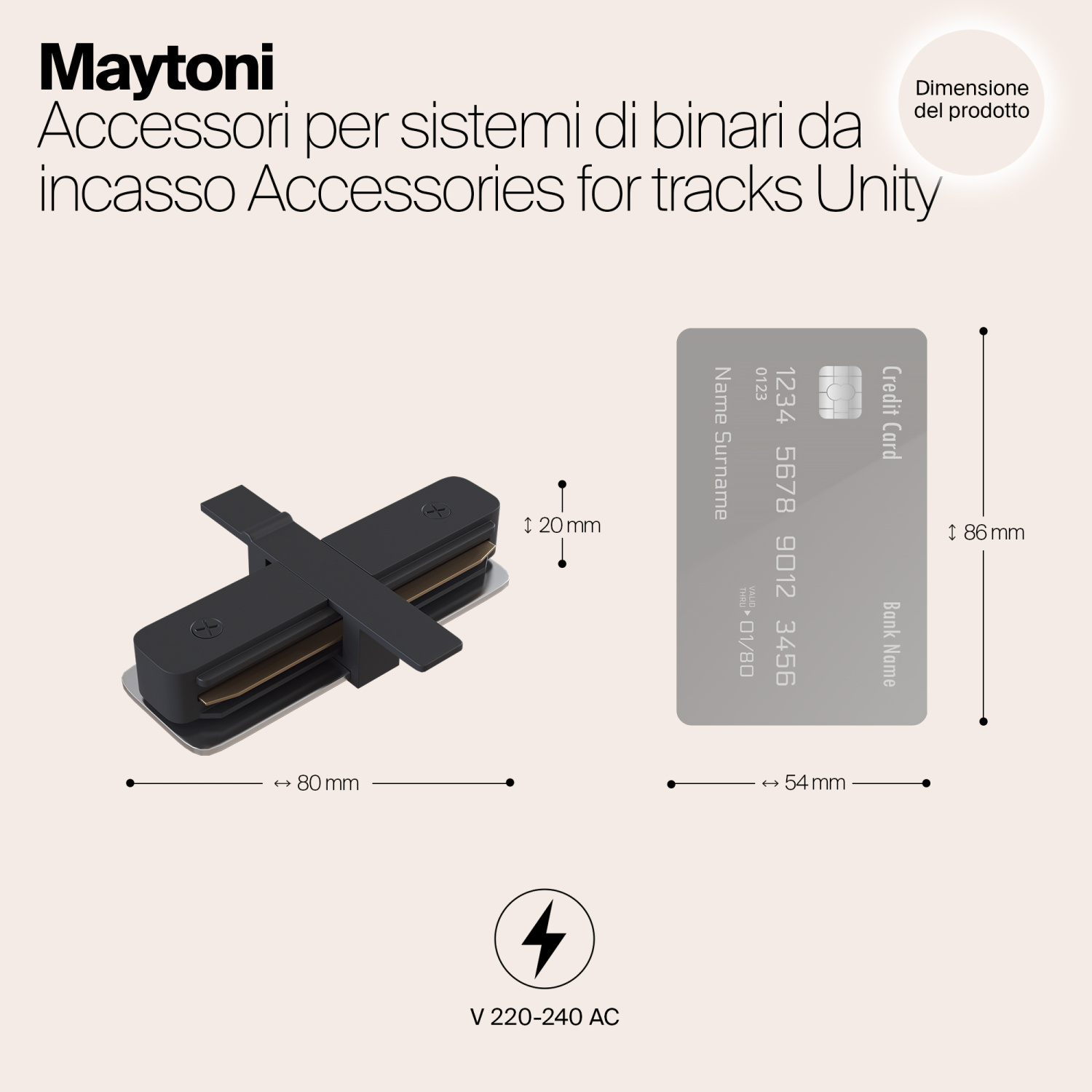Maytoni Technical Коннектор прямой Unity встраиваемый черный TRA002C-11B