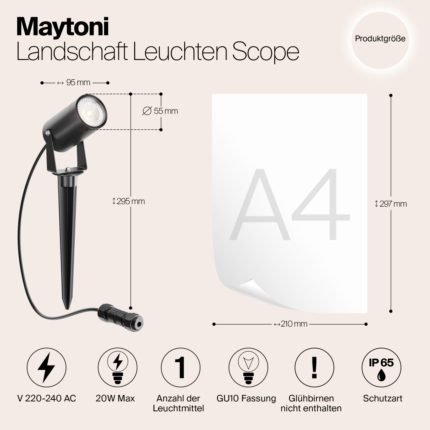 Maytoni Outdoor Scope Ландшафтный светильник цвет: черный O025FL-01B