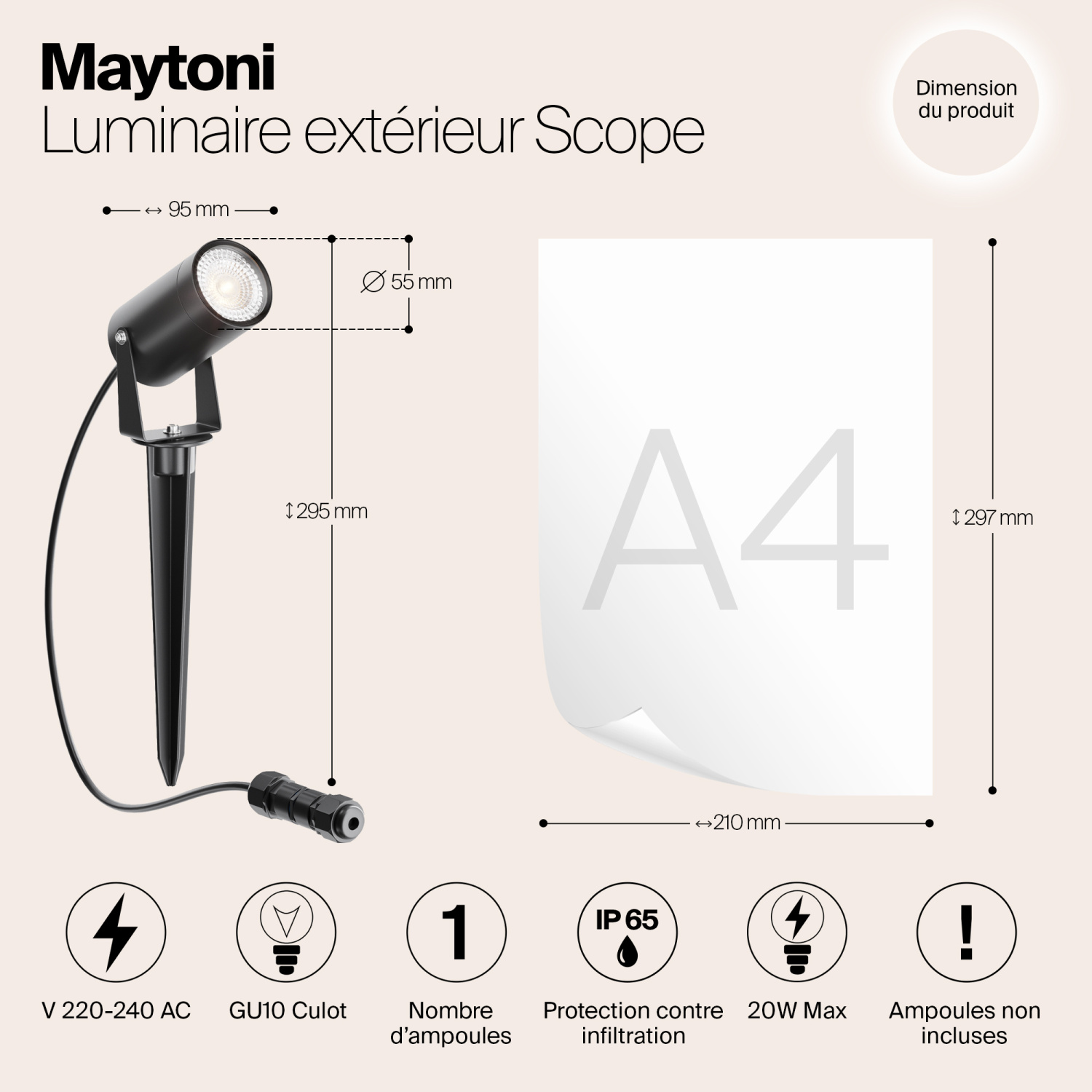 Maytoni Outdoor Scope Ландшафтный светильник цвет: черный O025FL-01B
