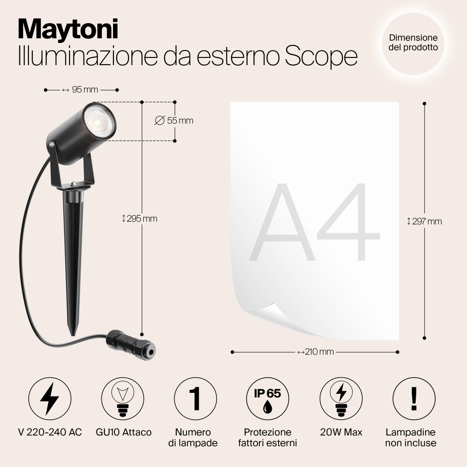 Maytoni Outdoor Scope Ландшафтный светильник цвет: черный O025FL-01B
