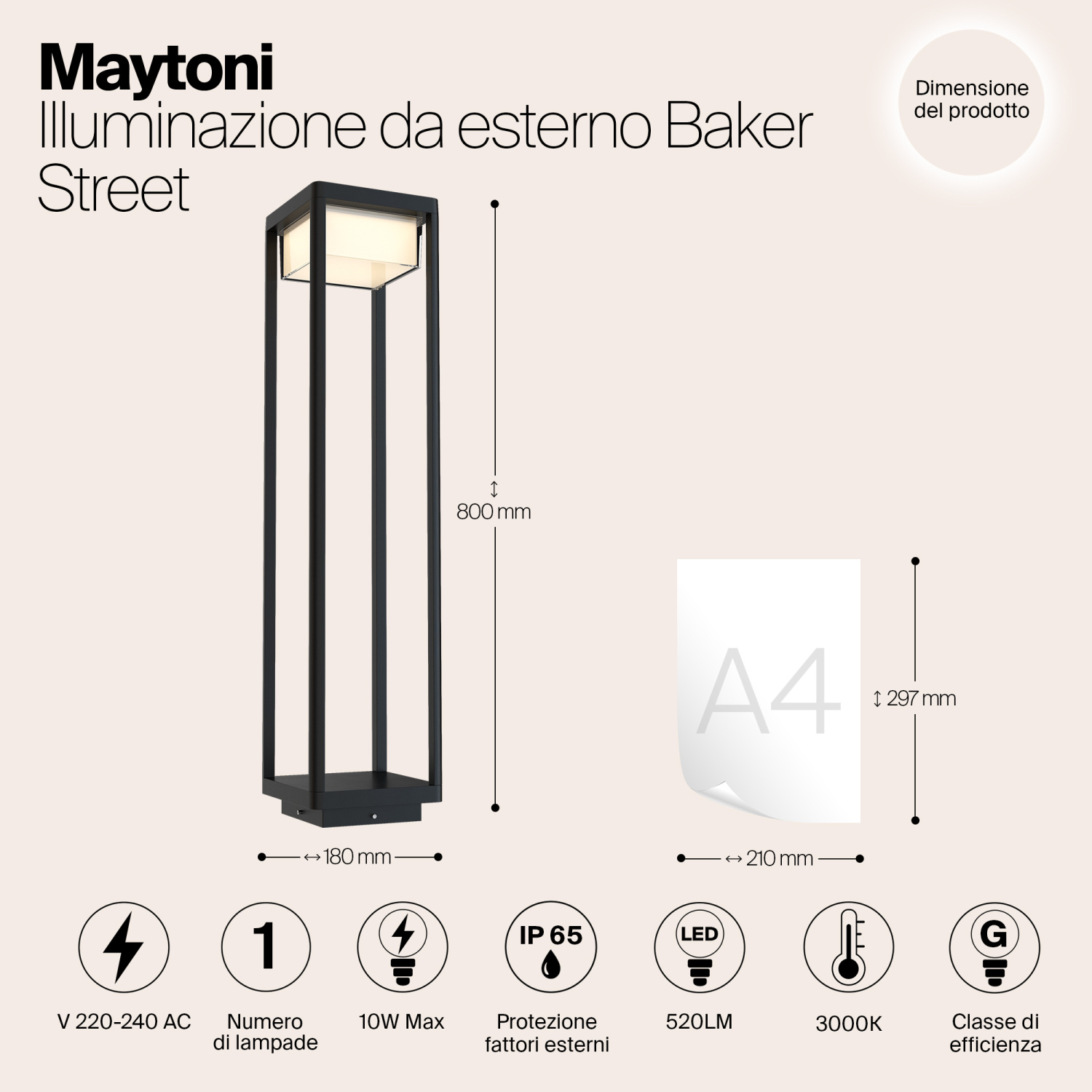 Maytoni Outdoor Baker Street Ландшафтный светильник цвет: черный O021FL-L10B3K