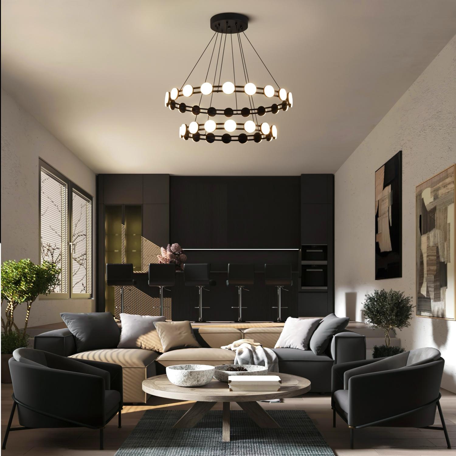 Freya LED Collar Подвесной светильник цвет: черный FR6180PL-L70B