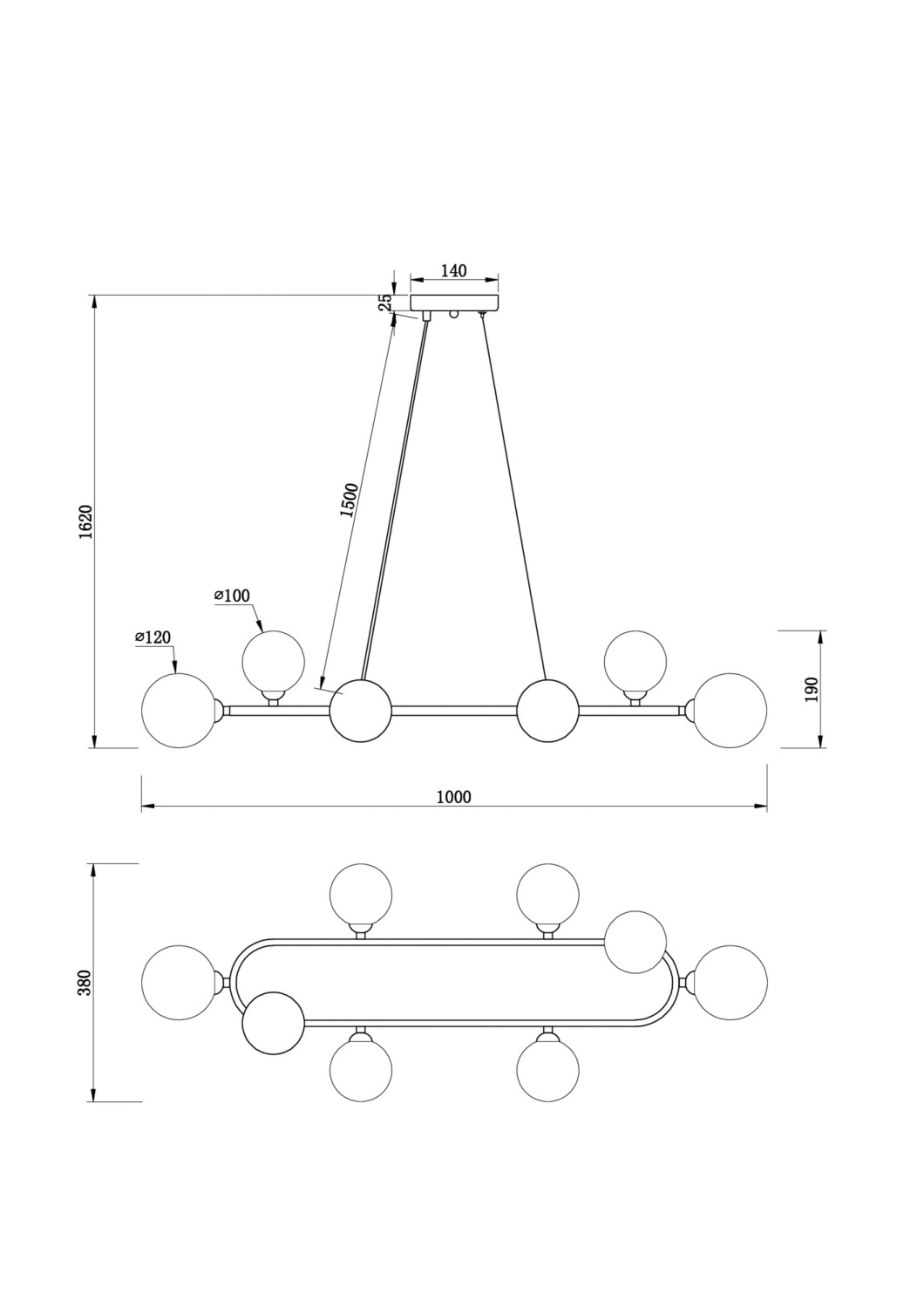 Freya Modern Globos Подвесной светильник цвет: черный FR5222PL-08B