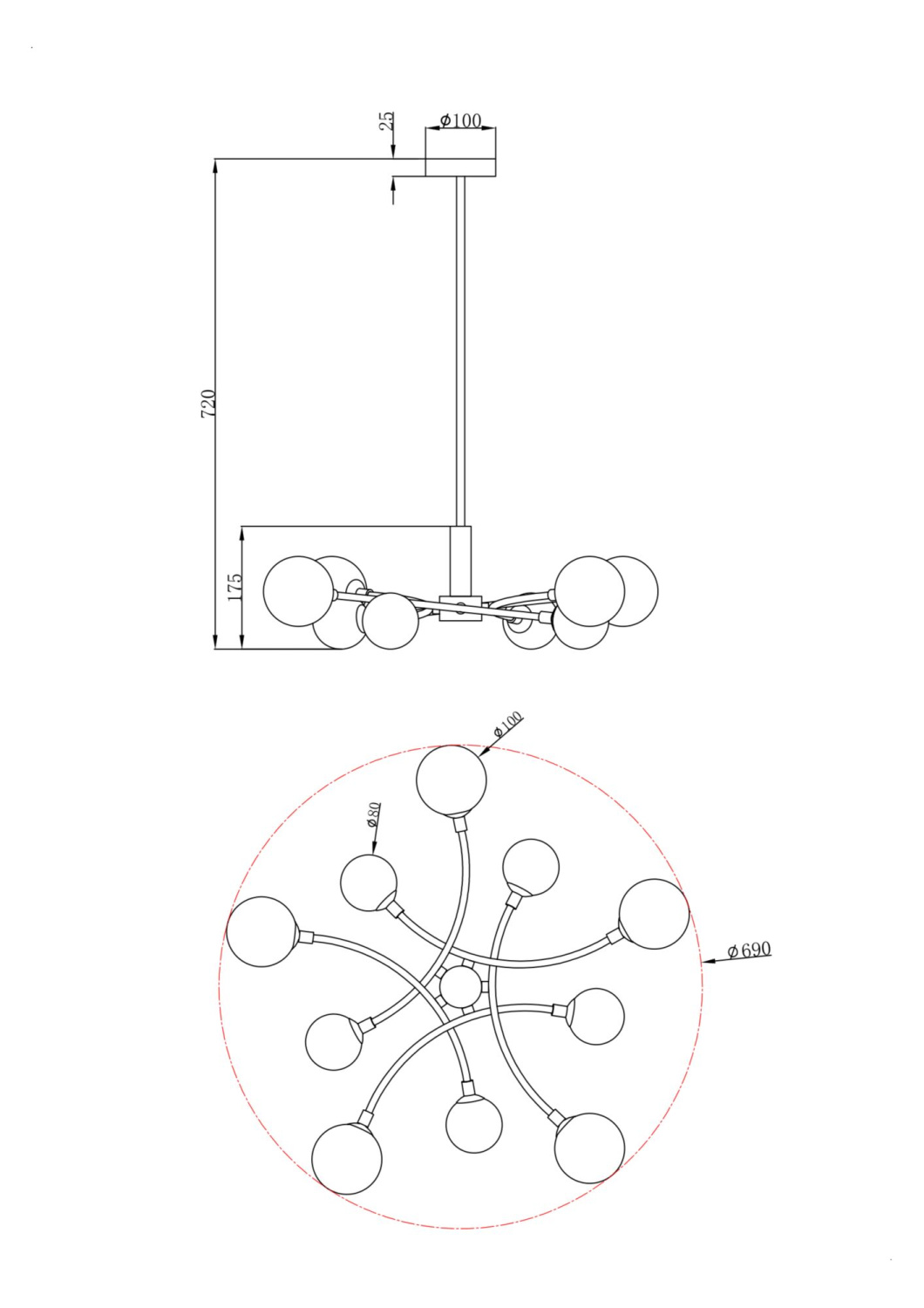 Freya Modern Bethany Люстра цвет: латунь FR5116PL-10BS
