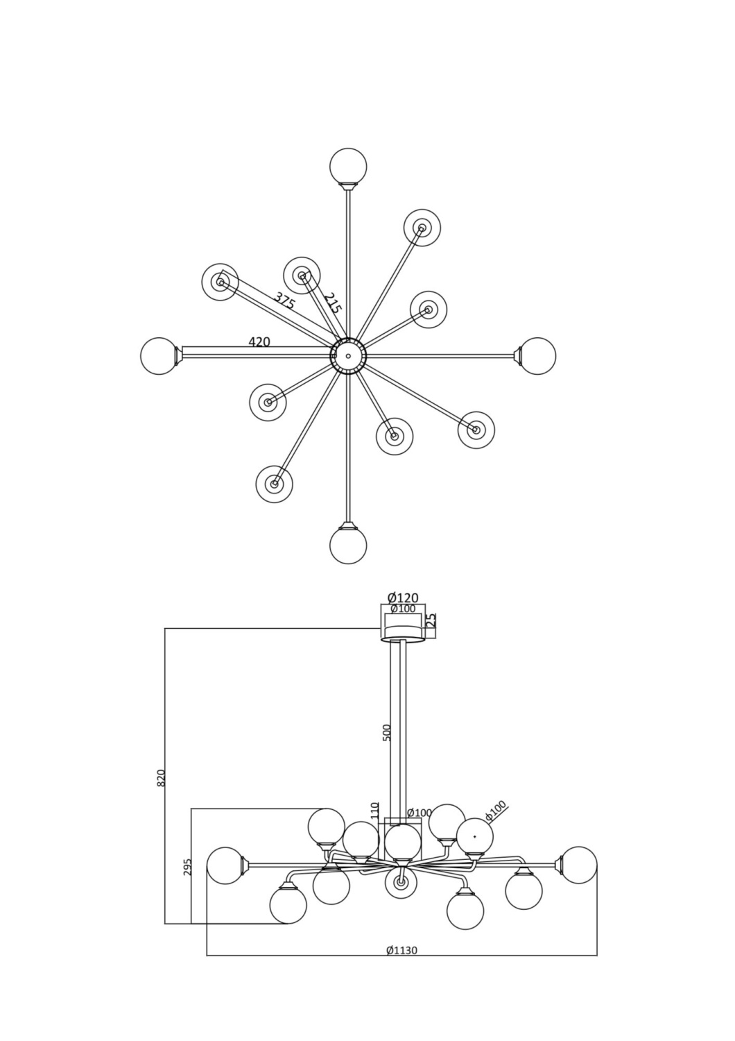 Freya Modern Alexis Люстра цвет: матовое золото FR5120PL-12G