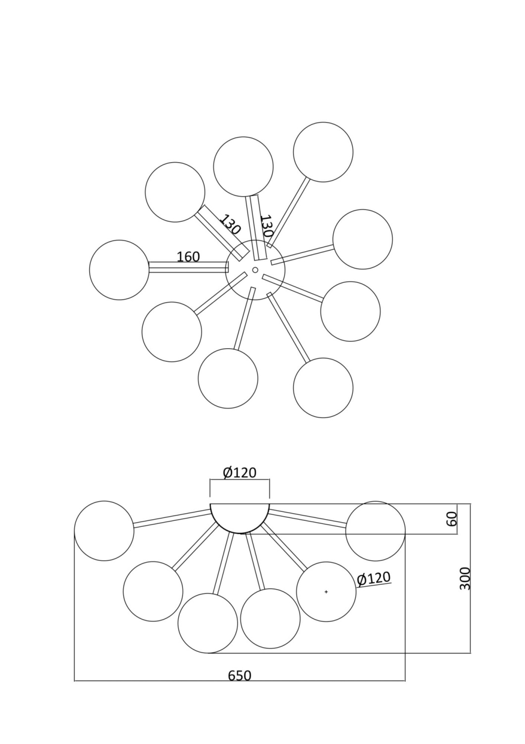 Freya Modern Alexis Потолочный светильник цвет: матовое золото FR5120CL-09G