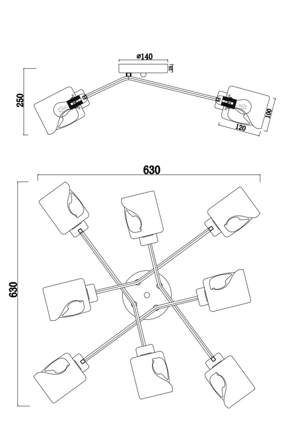 Freya Modern Isabella Потолочный светильник цвет: матовое золото FR5095CL-08G