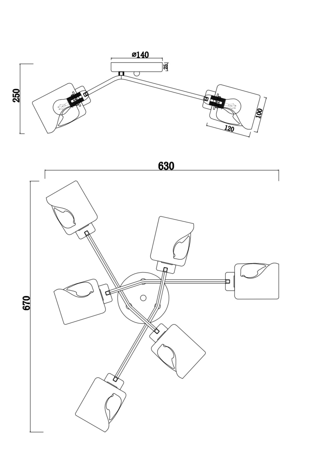 Freya Modern Isabella Потолочный светильник цвет: матовое золото FR5095CL-06G