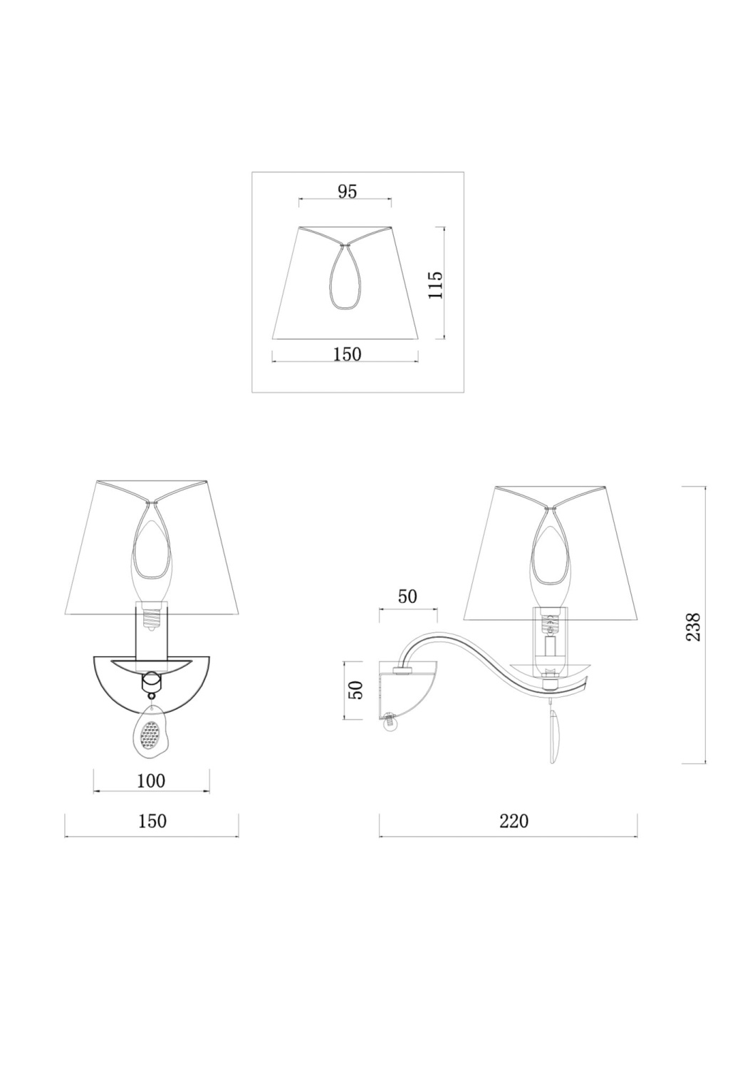 Freya Classic Monique Настенный светильник (бра) цвет: матовое золото FR2001WL-01G