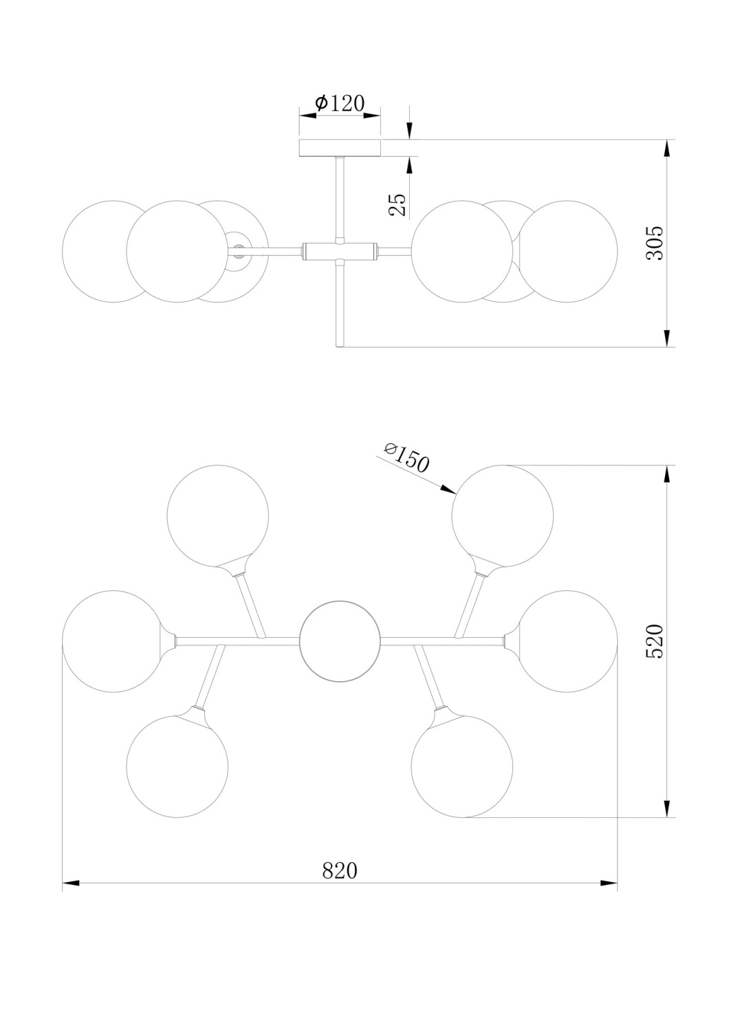 Freya Modern Maddison Люстра цвет: латунь FR5115PL-06BZ1