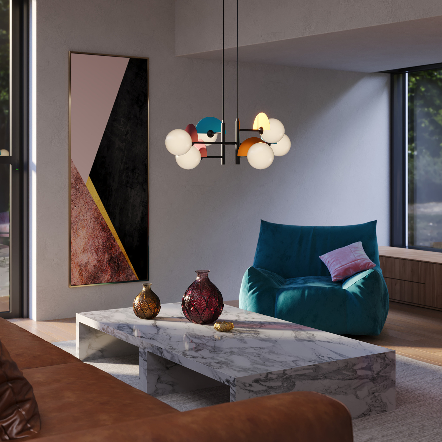 Freya Modern Sepia Подвесной светильник цвет: черный FR5391PL-06CFL