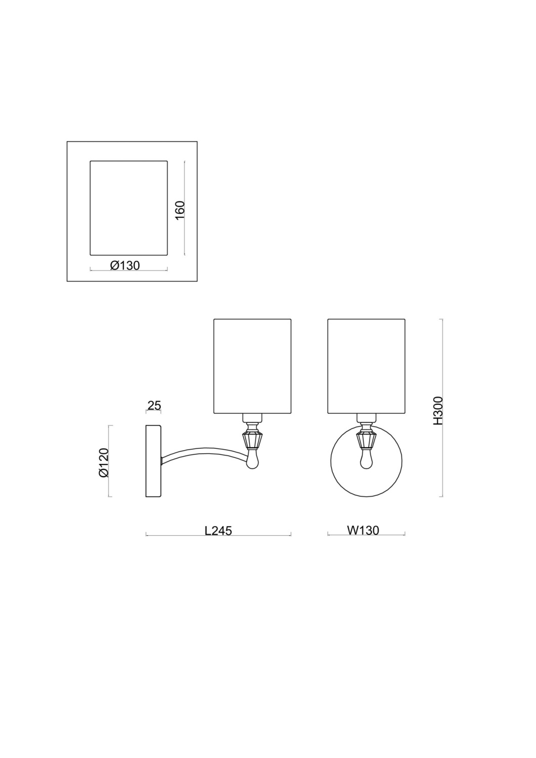 Freya Crystal Riverside Настенный светильник (бра) цвет: латунь FR1007WL-01BS